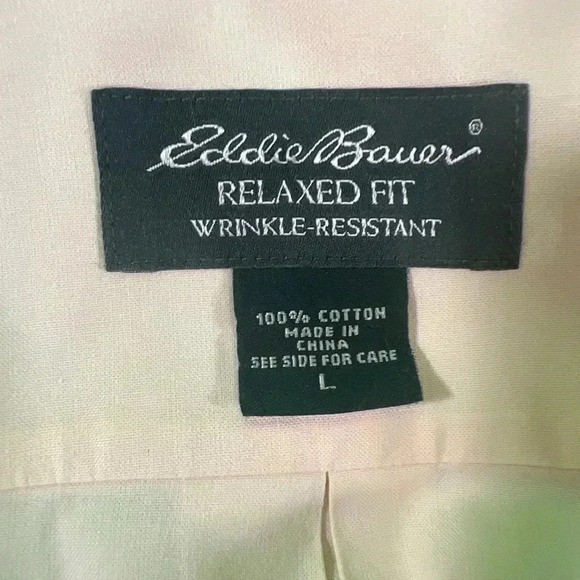 Eddie Bauer Men's Button Down Casual Long Sleeve Yellow Shirt Size L Relaxed Fit - Picture 6 of 9